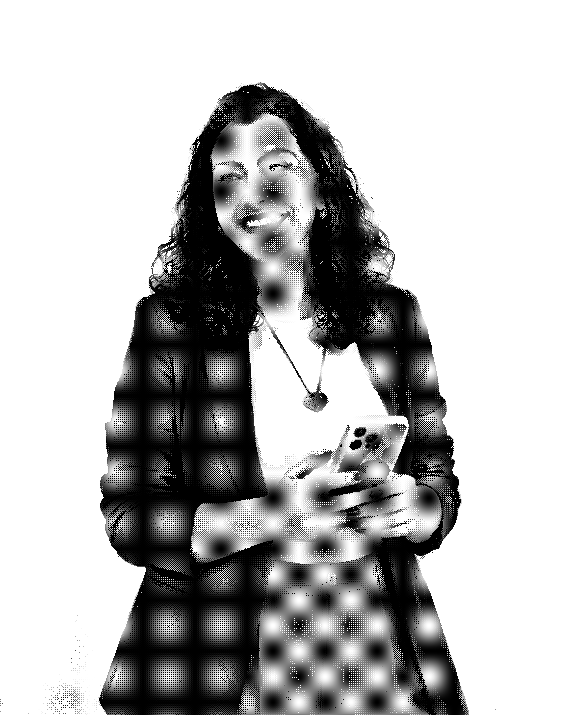 Retrato da Diandra Arbia em preto e branco com textura halftone